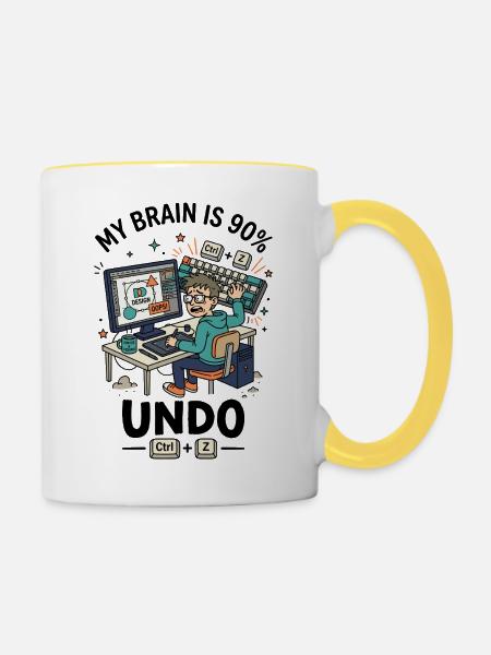 Designer Ctrl Z Panic Humor - Tasse zweifarbig - Weiß/Gelb