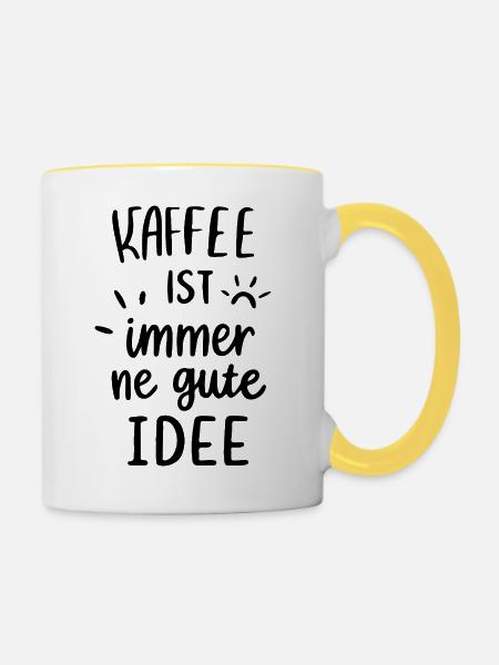 Kaffee ist immer gute Idee - Tasse zweifarbig - Weiß/Gelb