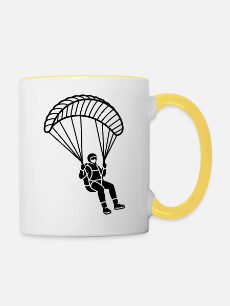 Gleitschirmfliegen - Tasse zweifarbig - Weiß/Gelb