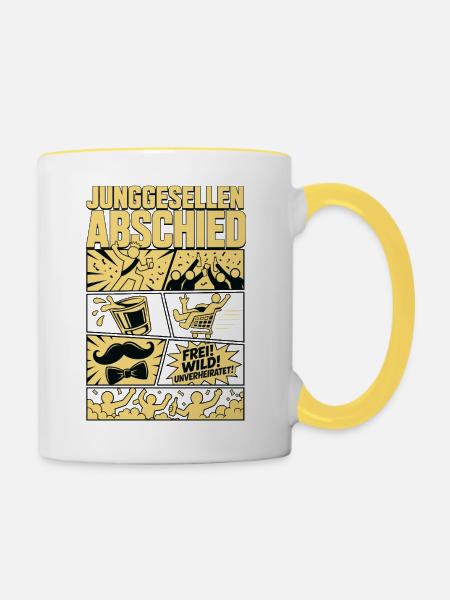Legendärer Junggesellenabend - Tasse zweifarbig - Weiß/Gelb