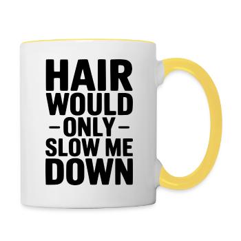 Les cheveux ne feraient que me ralentir - Mug contrasté - blanc/jaune - Droite