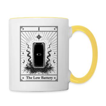 Niveau de batterie bas | Carte de tarot tous les jours - Mug contrasté - blanc/jaune - Droite