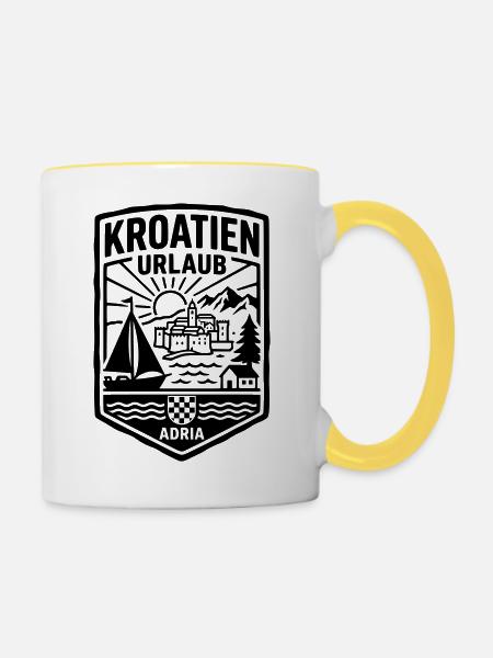 Kroatien Urlaub - Tasse zweifarbig - Weiß/Gelb