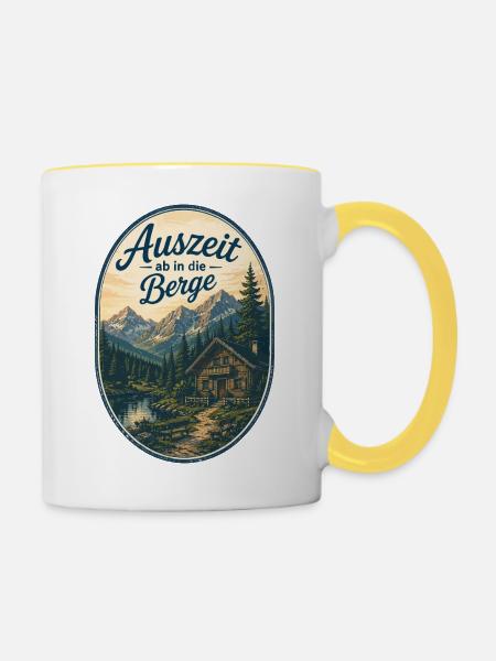 Auszeit in die Berge - Tasse zweifarbig - Weiß/Gelb