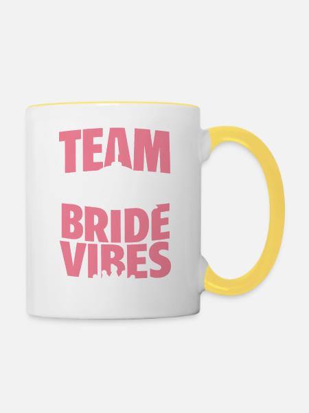 Team Bride Vibes mit Discokugel - Tasse zweifarbig - Weiß/Gelb