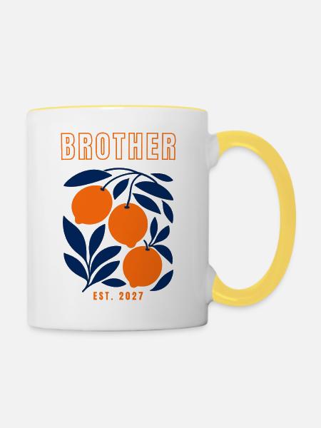 Bruder 2027 - Tasse zweifarbig - Weiß/Gelb
