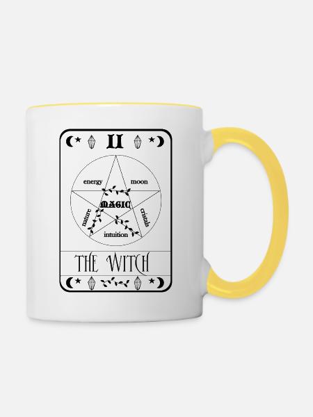 Die Hexe - Tasse zweifarbig - Weiß/Gelb