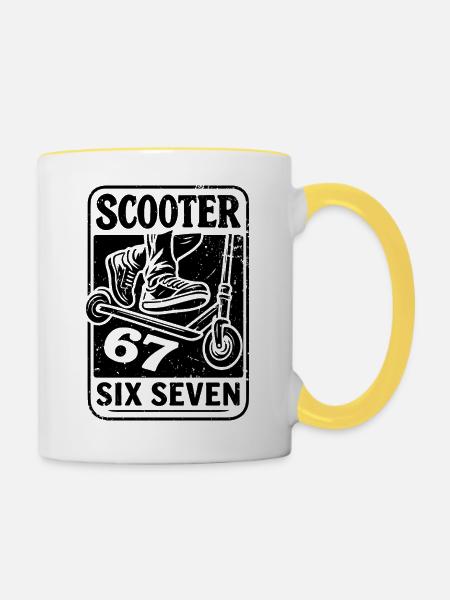 Backprint | Freestyle-Scooter Tretroller 67s - Tasse zweifarbig - Weiß/Gelb