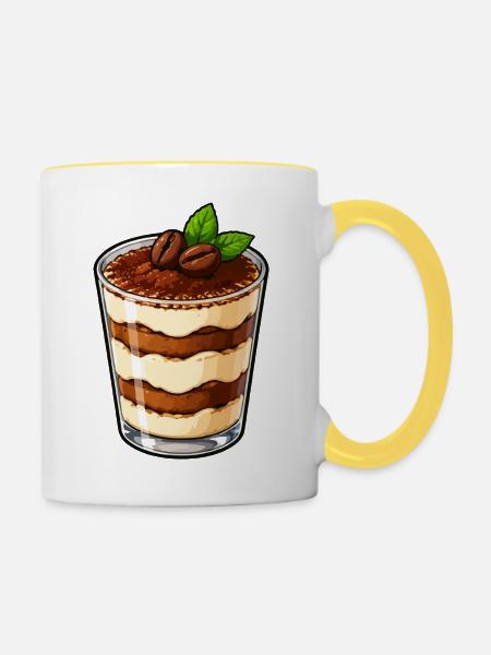 Tiramisu im Glas Kaffeecreme - Tasse zweifarbig - Weiß/Gelb