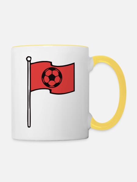 Rote Fussball Eckfahne Icon - Tasse zweifarbig - Weiß/Gelb