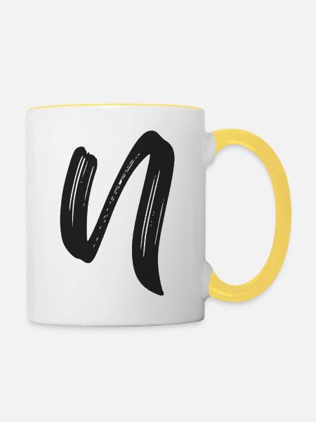 N - Tasse zweifarbig - Weiß/Gelb