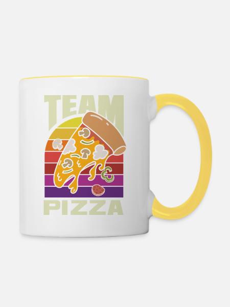 Team Pizza Lustiger Pizza Lover Spruch - Tasse zweifarbig - Weiß/Gelb