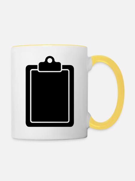 Klemmbrett - Tasse zweifarbig - Weiß/Gelb