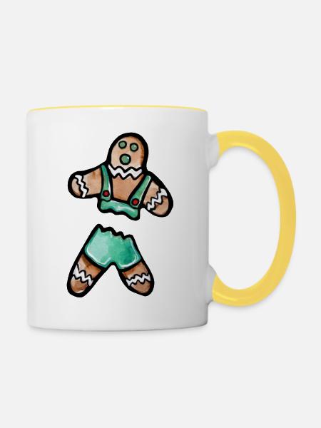 Lebkuchen-Bayerisches Outfit - Tasse zweifarbig - Weiß/Gelb