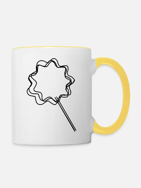 Zuckerwatte handgezeichnet - Tasse zweifarbig - Weiß/Gelb