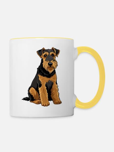Airedale Terrier-Hund - Tasse zweifarbig - Weiß/Gelb