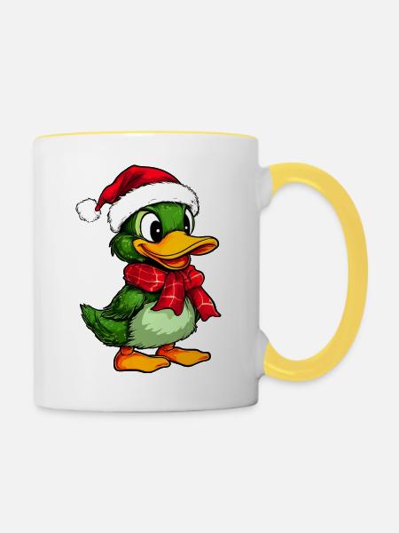 Weihnachten Entchen - Tasse zweifarbig - Weiß/Gelb