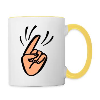 Finger Waggle - Tasse zweifarbig - Weiß/Gelb - Rechts