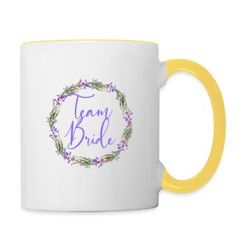 Fleurs Grue Rustikal Team Bride 2 - Mug contrasté - blanc/jaune - Droite