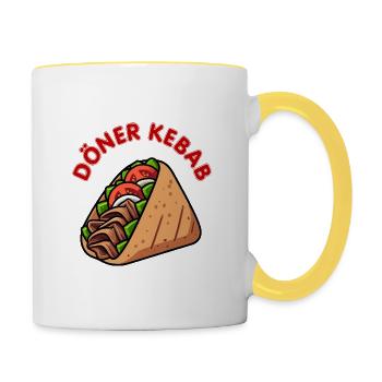 Döner Kebab Dürüm Yufka Sandwich Cuisine de rue allemande - Mug contrasté - blanc/jaune - Droite