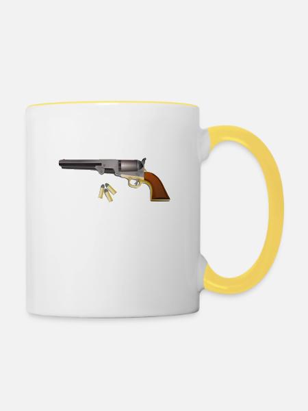 Pistole - Tasse zweifarbig - Weiß/Gelb