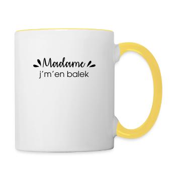 Madame j'm'en balek - Mug contrasté - blanc/jaune - Droite