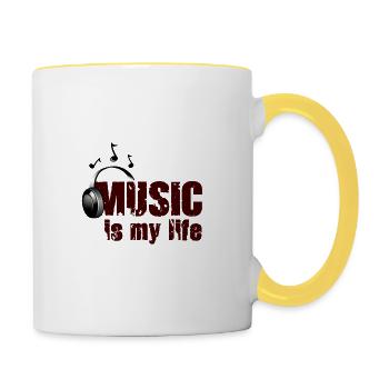 Music is my life Geschenkidee - Mug contrasté - blanc/jaune - Droite