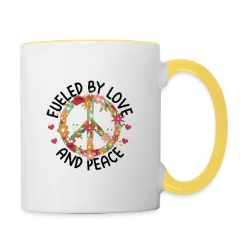 Hippie - Tasse zweifarbig - Weiß/Gelb - Rechts