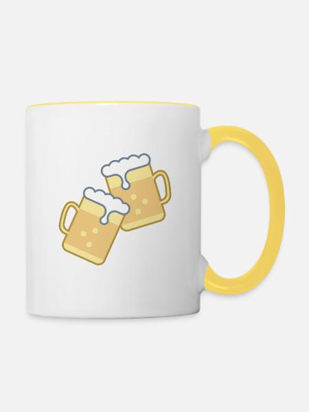 Bierkrug - Tasse zweifarbig - Weiß/Gelb