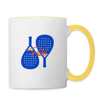 Padel Tennis Double Racquets Modern Logo - Contrasting Mug - white/yellow - Right