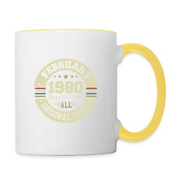 February 1980's Vintage Birthday Gift 1980's - Contrasting Mug - white/yellow - Right