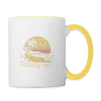 56e anniversaire - Légende depuis février 1969 - Mug contrasté - blanc/jaune - Droite
