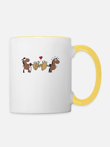 Halbkugelversuch Otto von Guericke - Tasse zweifarbig - Weiß/Gelb