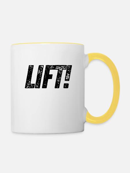 Lift! - Tasse zweifarbig - Weiß/Gelb