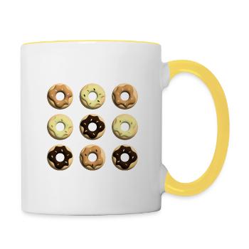 Donuts Party im Herbst. - Tasse zweifarbig - Weiß/Gelb - Rechts