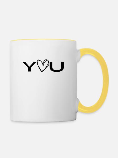 love you - Tasse zweifarbig - Weiß/Gelb