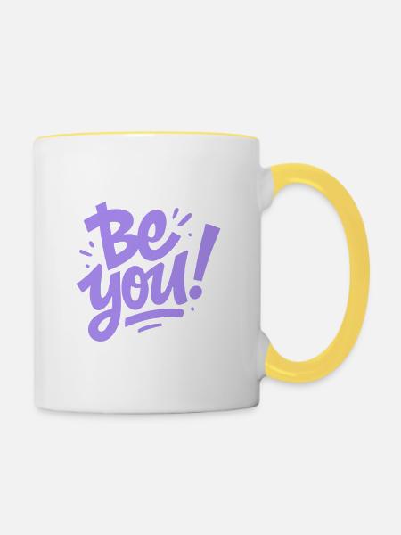 Be you - Seid du ! - Tasse zweifarbig - Weiß/Gelb