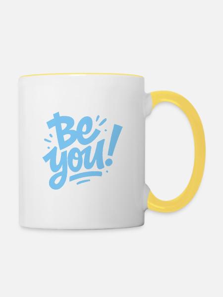BE YOU - Tasse zweifarbig - Weiß/Gelb
