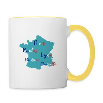France - Mug contrasté - blanc/jaune - Droite