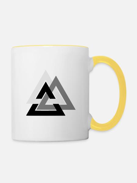 Valknut - Tasse zweifarbig - Weiß/Gelb