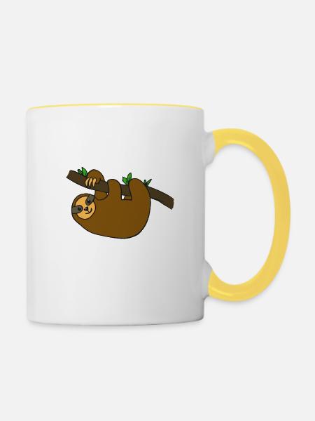 Sloth | Faultier - Tasse zweifarbig - Weiß/Gelb