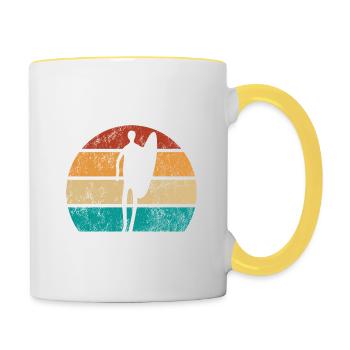 Surf toute la journée - Vague - Surfeur - Cadeau - Mug contrasté - blanc/jaune - Droite