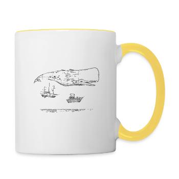 Fliegende Walboote - Tasse zweifarbig - Weiß/Gelb - Rechts