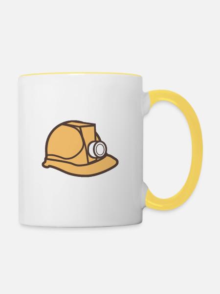 Bauarbeiter Helm - Tasse zweifarbig - Weiß/Gelb