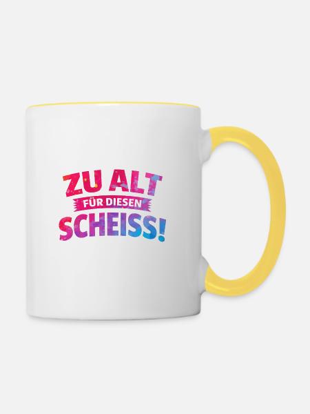 zu alt für diese Scheisse - Tasse zweifarbig - Weiß/Gelb