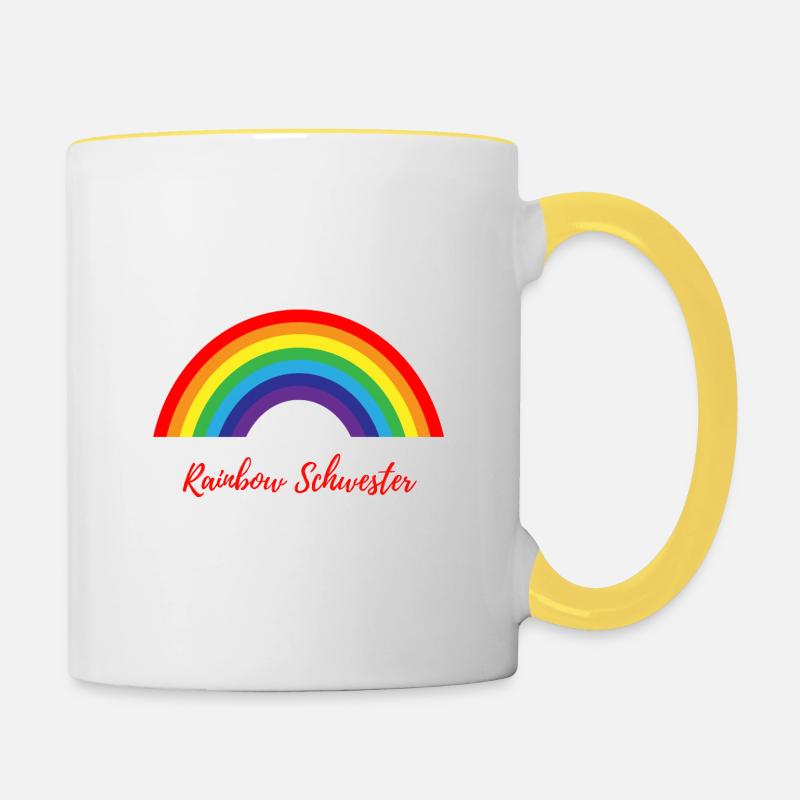 Rainbow Schwester - Tasse zweifarbig - Weiß/Gelb