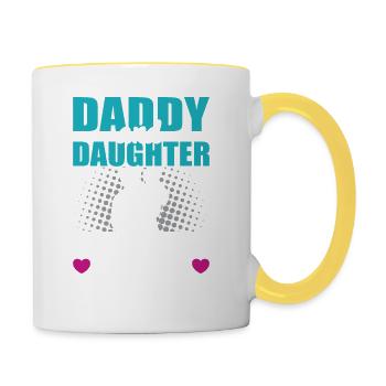 Daddy and daughter always heart to heart - Mug contrasté - blanc/jaune - Droite