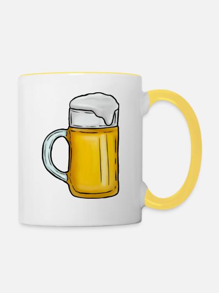 Bierkrug - Tasse zweifarbig - Weiß/Gelb