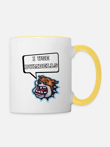 I use dumbells - Tasse zweifarbig - Weiß/Gelb