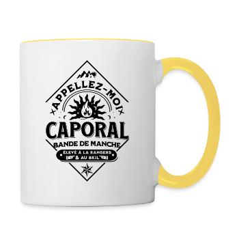 Appellez-moi Caporal, bande de Manche - Mug contrasté - blanc/jaune - Droite